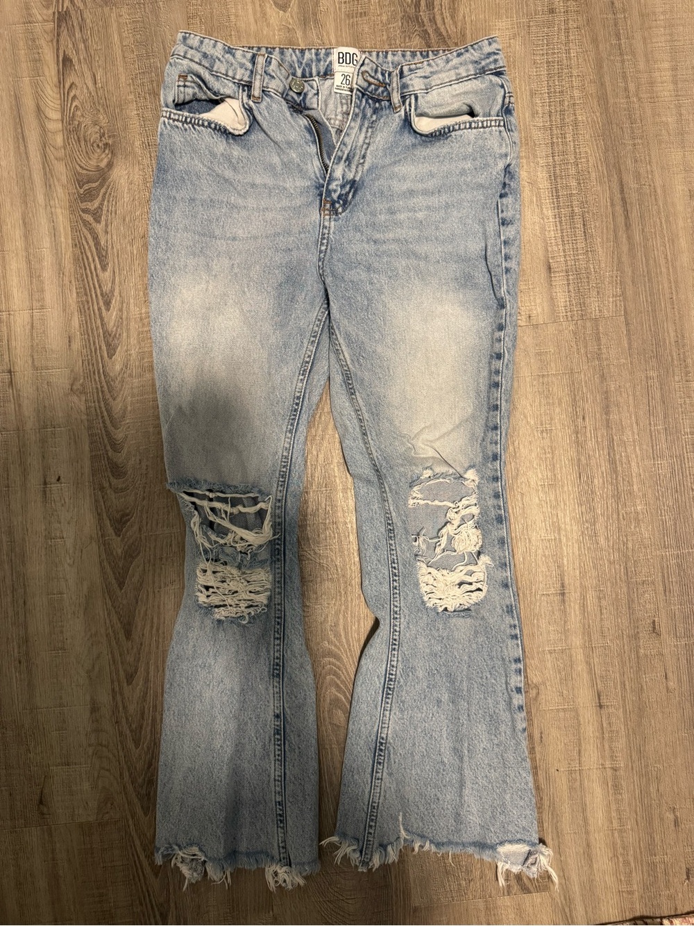 BDG Light Wash Distressed Flare Jeans